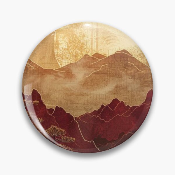Item preview, Vintage Japanese Gold Pagoda Red Mountain Sunset Crane Art designed and sold by LYAN-STORE.