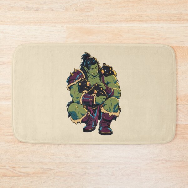 Item preview, Gentle Orc and Bear Cubs – Wholesome Fantasy Forest Art designed and sold by KungPowUnicorn.