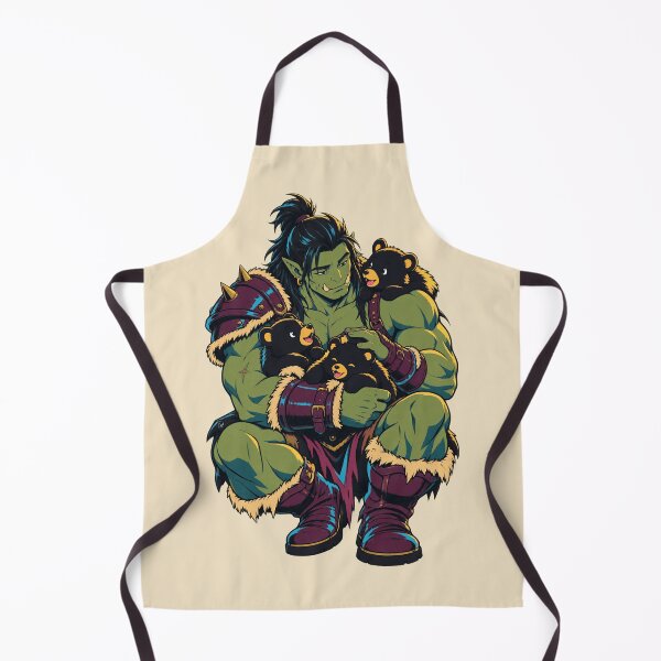 Item preview, Gentle Orc and Bear Cubs – Wholesome Fantasy Forest Art designed and sold by KungPowUnicorn.