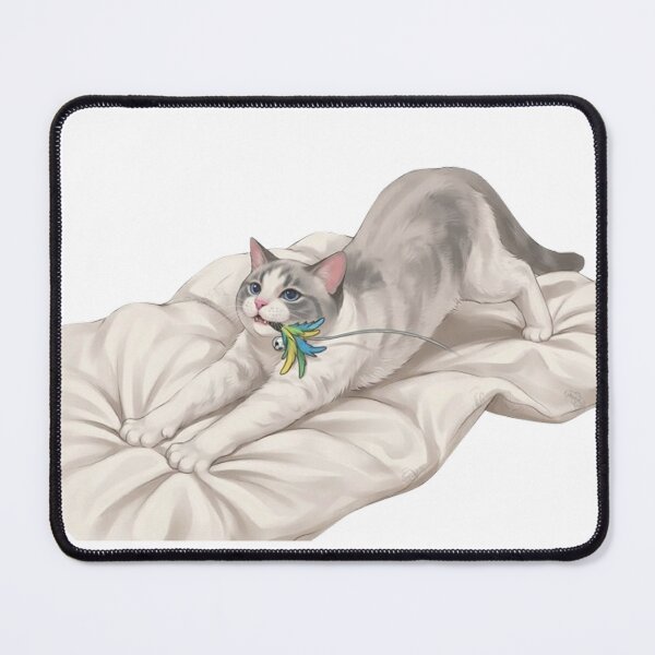 Item preview, Cute Cat Stretching and Playing with Feather Toy designed and sold by PetalsPaws.