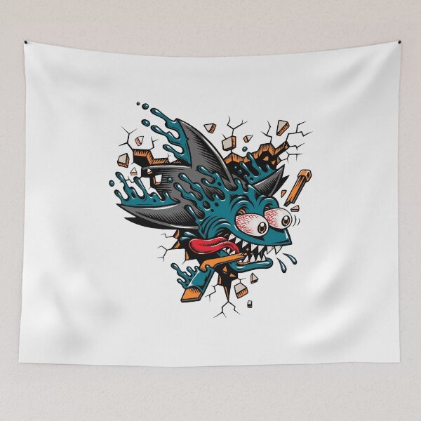 Item preview, Aggressive Shark Bursting Through Wall Art designed and sold by AnnaWilli94560.