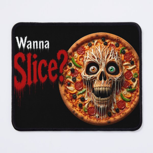 Item preview, Wanna Slice - Horror Pizza Skull Dark Art Print designed and sold by HorrorWorldWeb.