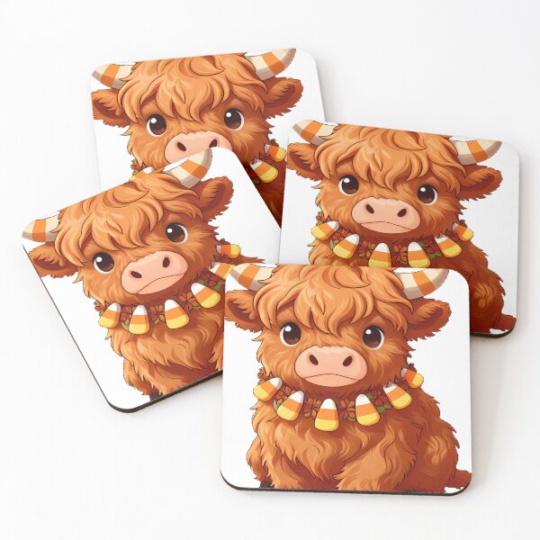Item preview, Cute Highland Cow Calf Candy Corn Horns Icon designed and sold by pumsquare.