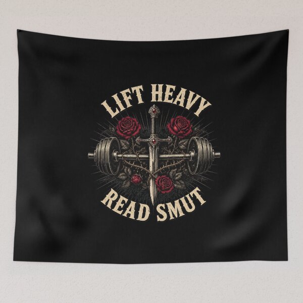 Item preview, Lift Heavy Read Smut Barbells Sword Roses Gym Reader designed and sold by felixpalette.
