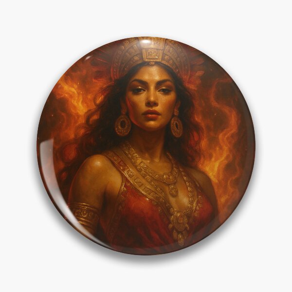 Item preview, Aztec Fire Priestess — Latina Fire Goddess Art designed and sold by PixelBrujeria.