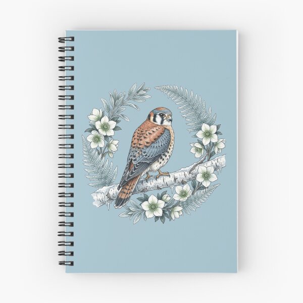 Item preview, American Kestrel Vintage Winter Botanical Wreath Bird Art  designed and sold by BirdsnStuff.