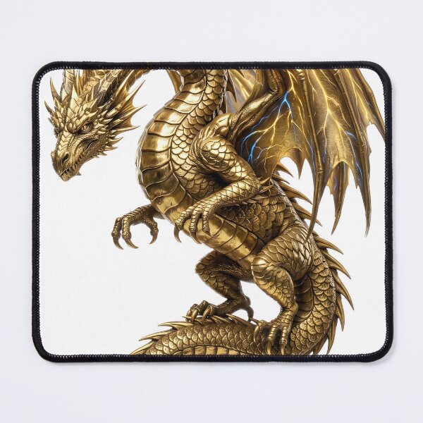 Item preview, Golden Dragon – Majestic Gold Dragon with Lightning Wings designed and sold by DragonSerpent Ink.