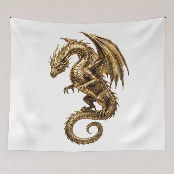 Item preview, Golden Dragon – Majestic Gold Dragon with Lightning Wings designed and sold by DragonSerpent Ink.