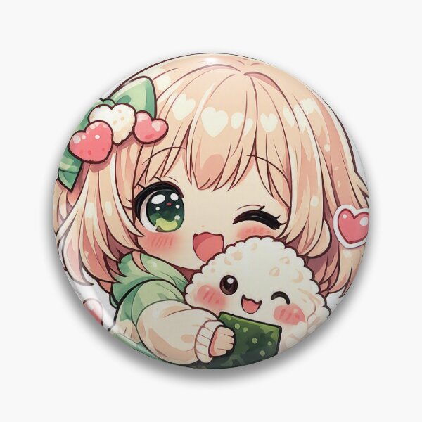 Item preview, Onigiri Anime Chibi Sticker Kawaii Japanese Food for Otaku & Food Lovers designed and sold by CutePrintCorner.
