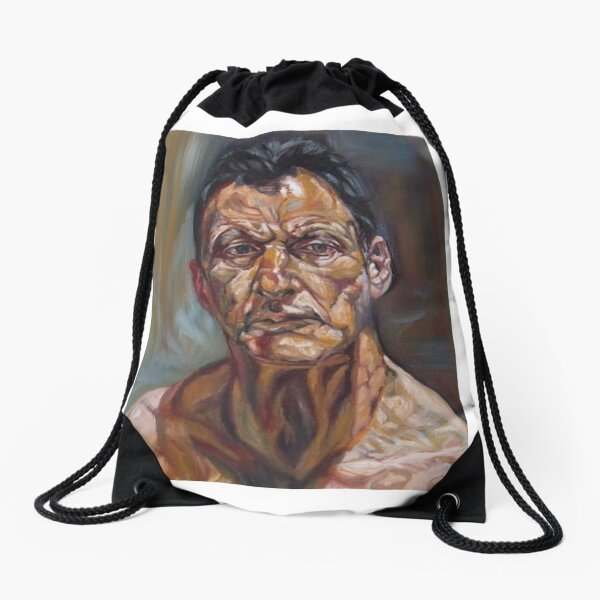 self-portrait after Lucian freud Drawstring Bag