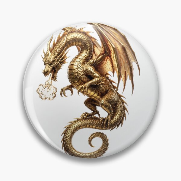 Item preview, Golden Fire Dragon – Majestic Metallic Dragon designed and sold by DragonSerpent Ink.