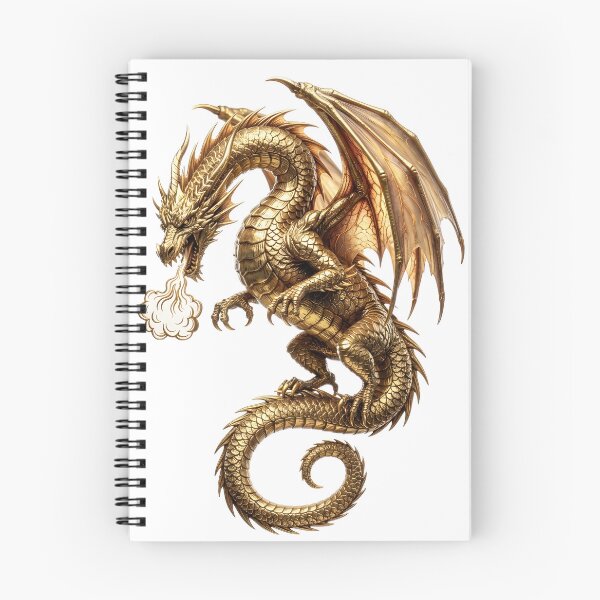 Item preview, Golden Fire Dragon – Majestic Metallic Dragon designed and sold by DragonSerpent Ink.