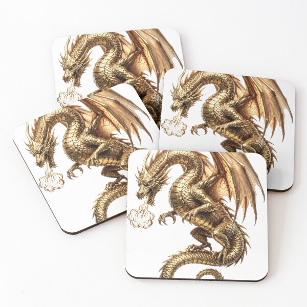 Item preview, Golden Fire Dragon – Majestic Metallic Dragon designed and sold by DragonSerpent Ink.