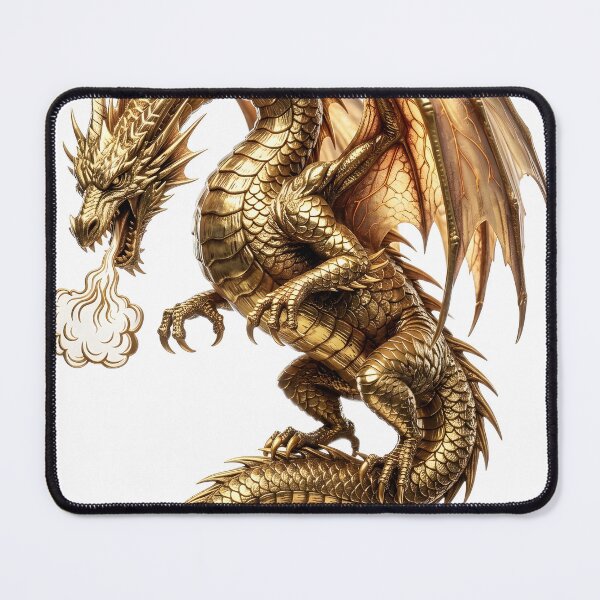 Item preview, Golden Fire Dragon – Majestic Metallic Dragon designed and sold by DragonSerpent Ink.