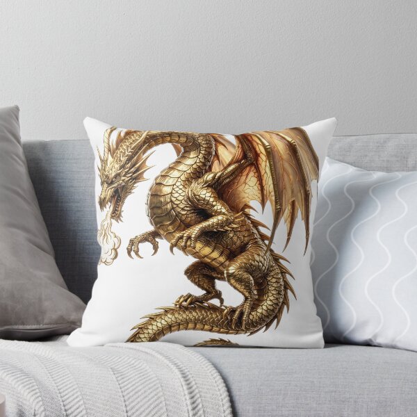 Item preview, Golden Fire Dragon – Majestic Metallic Dragon designed and sold by DragonSerpent Ink.