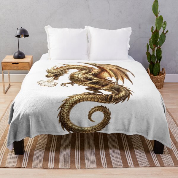 Item preview, Golden Fire Dragon – Majestic Metallic Dragon designed and sold by DragonSerpent Ink.