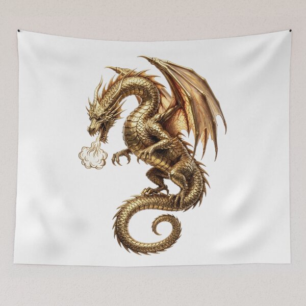 Item preview, Golden Fire Dragon – Majestic Metallic Dragon designed and sold by DragonSerpent Ink.
