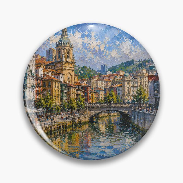 Item preview, Bilbao, Spain – a painting of a summer day in this beautiful European city. designed and sold by GalleryKauffeld.