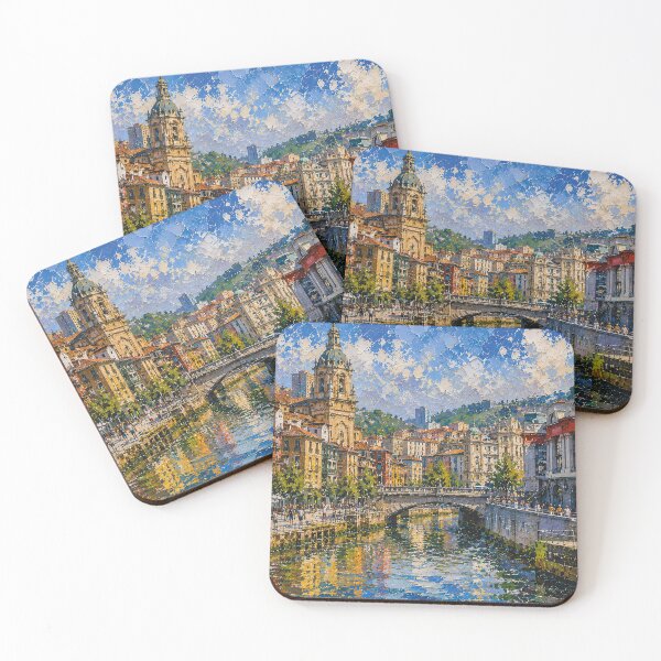 Item preview, Bilbao, Spain – a painting of a summer day in this beautiful European city. designed and sold by GalleryKauffeld.