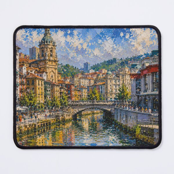 Item preview, Bilbao, Spain – a painting of a summer day in this beautiful European city. designed and sold by GalleryKauffeld.