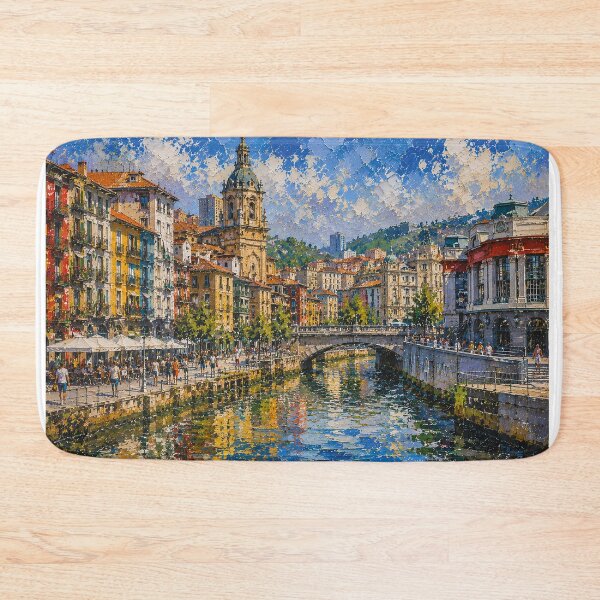 Item preview, Bilbao, Spain – a painting of a summer day in this beautiful European city. designed and sold by GalleryKauffeld.