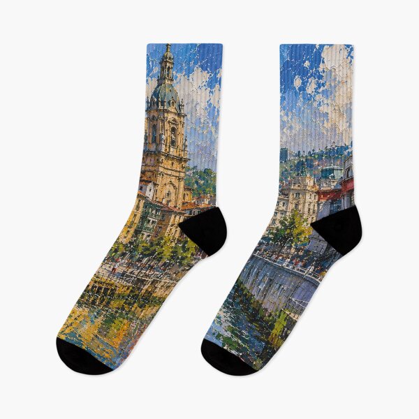 Item preview, Bilbao, Spain – a painting of a summer day in this beautiful European city. designed and sold by GalleryKauffeld.