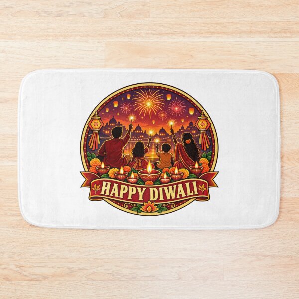 Item preview, Happy Diwali Family Retro Badge – Festival of Lights Vintage Diwali Design designed and sold by Globalcitytees.