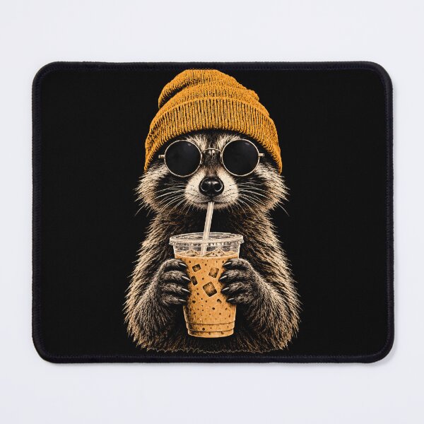 Item preview, Cool Raccoon With Iced Coffee designed and sold by Funny Vintage Stickers And T-Shirts.