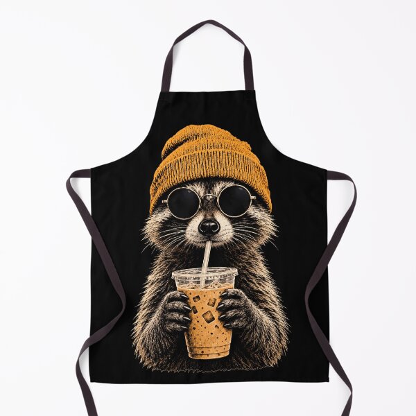 Item preview, Cool Raccoon With Iced Coffee designed and sold by Funny Vintage Stickers And T-Shirts.