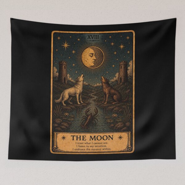 Item preview, The Moon Tarot Card - Mystical Intuition Illustration designed and sold by ArcanaAbsolute.