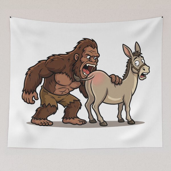 Item preview, Sasquatch Eating Ass - Bigfoot Biting A Donkey designed and sold by Spank My Yeti.