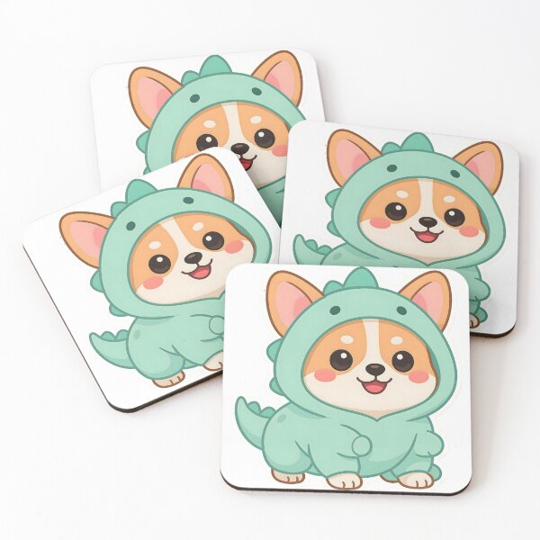 Item preview, Cute Kawaii Corgi Dog Dinosaur Costume Sticker designed and sold by ChibiPCStudio.
