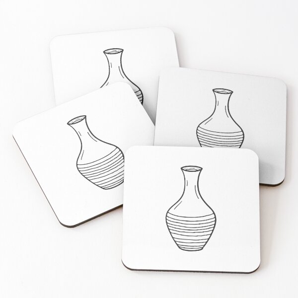 Item preview, A ceramic vase with a tapered neck in hand drawn doodle style designed and sold by rasagamastore.