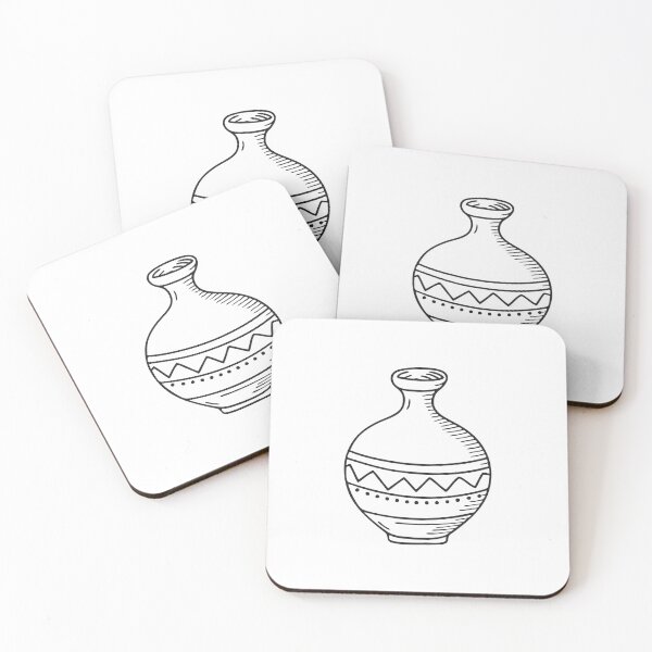 Item preview, A round vase with a small neck in simple doodle drawing designed and sold by rasagamastore.