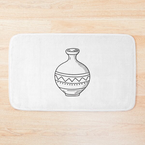 Item preview, A round vase with a small neck in simple doodle drawing designed and sold by rasagamastore.