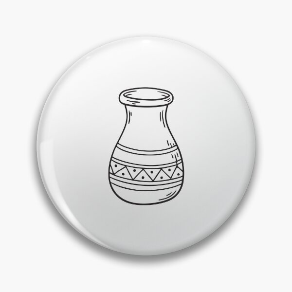 Item preview, A small vase with a wide opening in hand drawn doodle form designed and sold by rasagamastore.