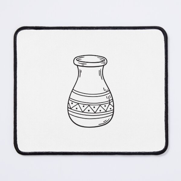 Item preview, A small vase with a wide opening in hand drawn doodle form designed and sold by rasagamastore.