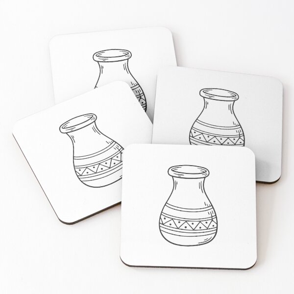 Item preview, A small vase with a wide opening in hand drawn doodle form designed and sold by rasagamastore.