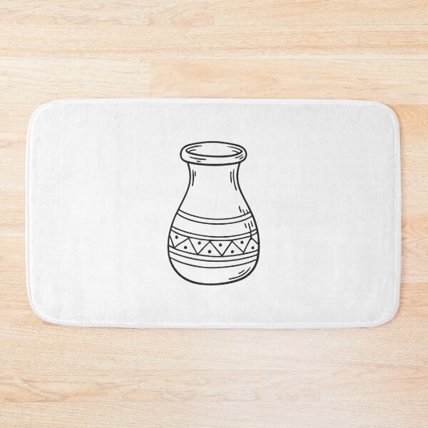 Item preview, A small vase with a wide opening in hand drawn doodle form designed and sold by rasagamastore.