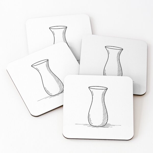 Item preview, A tall vase with clean smooth walls in hand drawn sketch designed and sold by rasagamastore.