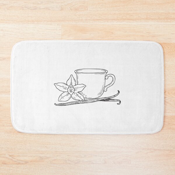 Item preview, A vanilla flower beside a small ceramic cup in sketch illustration designed and sold by rasagamastore.