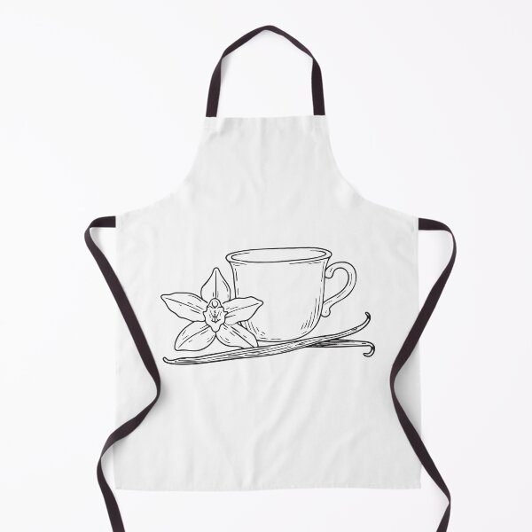 Item preview, A vanilla flower beside a small ceramic cup in sketch illustration designed and sold by rasagamastore.