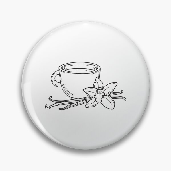 Item preview, A vanilla flower next to a small ceramic cup in doodle drawing designed and sold by rasagamastore.
