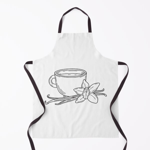 Item preview, A vanilla flower next to a small ceramic cup in doodle drawing designed and sold by rasagamastore.