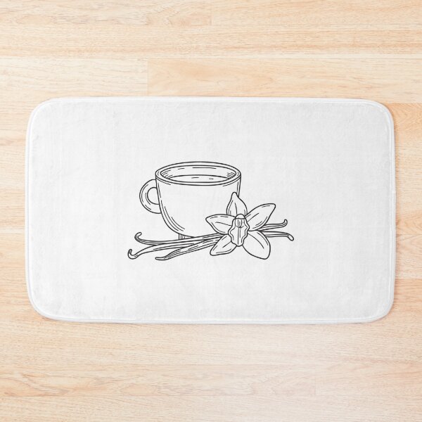 Item preview, A vanilla flower next to a small ceramic cup in doodle drawing designed and sold by rasagamastore.