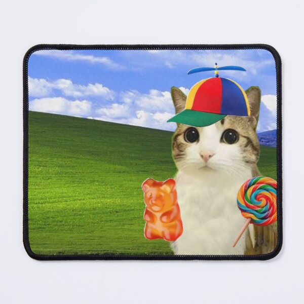 Item preview, Cute Meowl Cat Owl Hybrid with Propeller Hat and Candy | Funny Meme Art designed and sold by BrontesWhimsyStore.