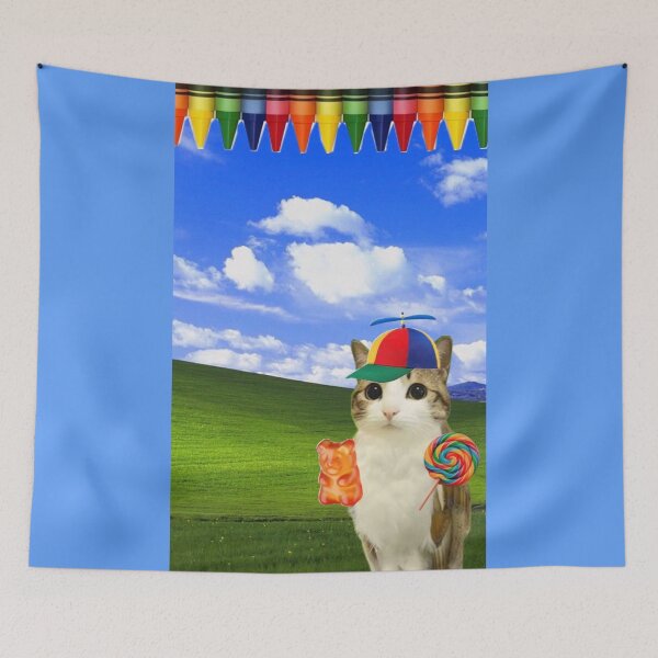 Item preview, Cute Meowl Cat Owl Hybrid with Propeller Hat and Candy | Funny Meme Art designed and sold by BrontesWhimsyStore.
