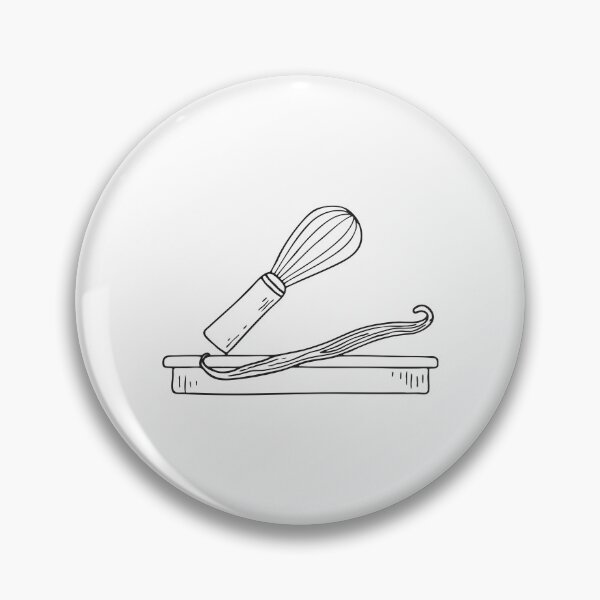 Item preview, A vanilla pod beside a whisk on the counter in hand drawn style designed and sold by rasagamastore.