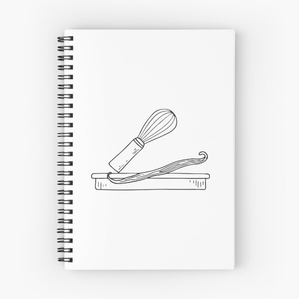 Item preview, A vanilla pod beside a whisk on the counter in hand drawn style designed and sold by rasagamastore.