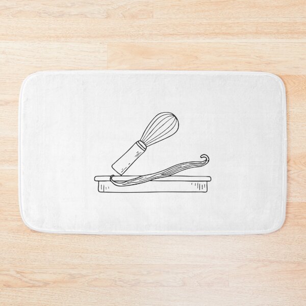 Item preview, A vanilla pod beside a whisk on the counter in hand drawn style designed and sold by rasagamastore.